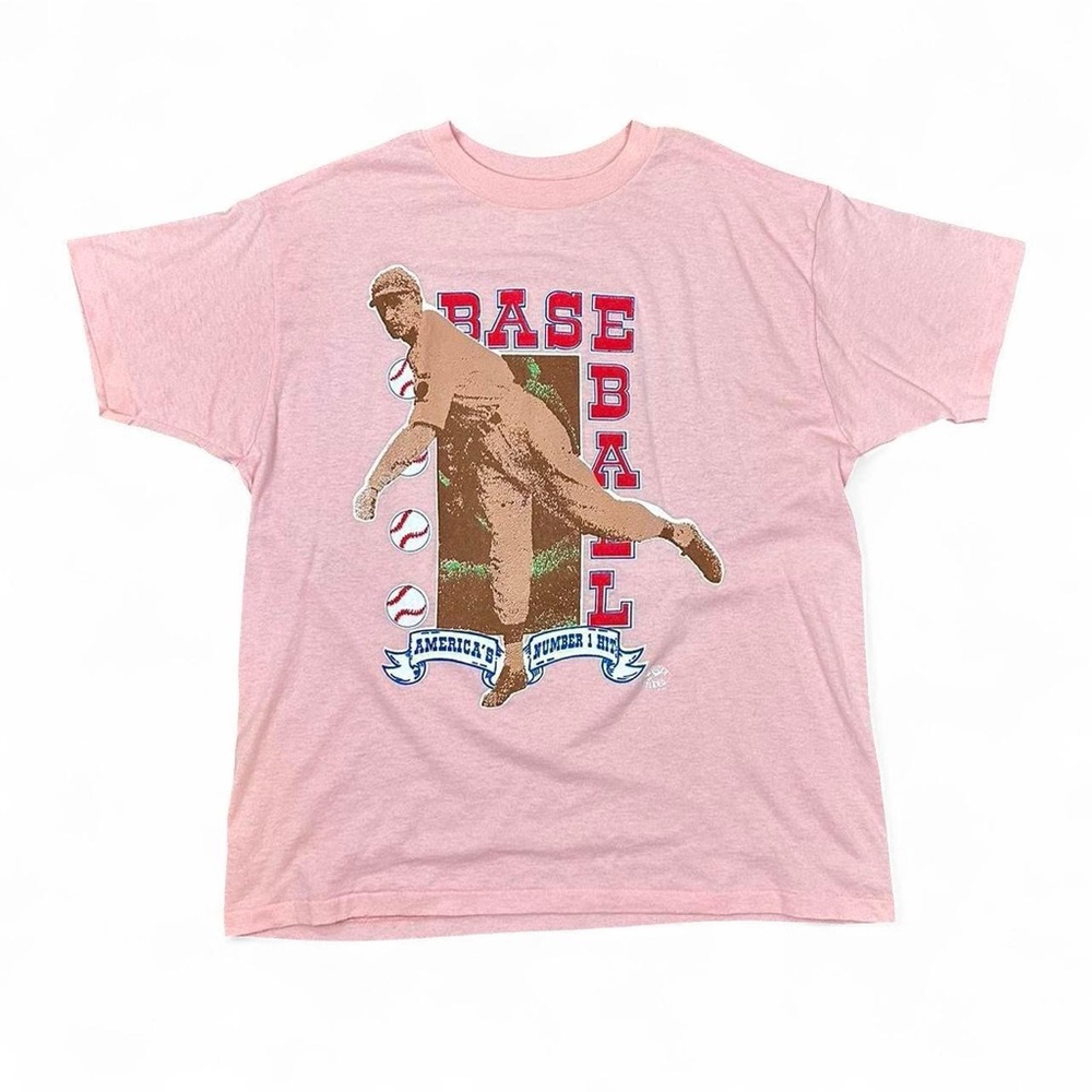 80’s vintage pink baseball shirt